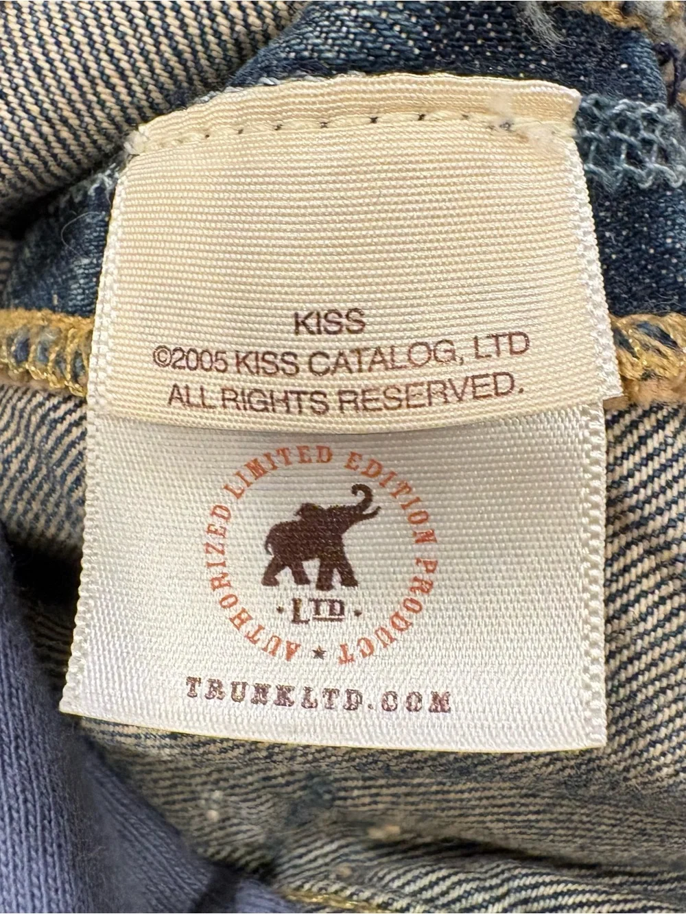 VTG 2005 Trunk Ltd Kiss Denim Jacket Reserve 88/150 Kids XL 16 P2P 1977 Graphic